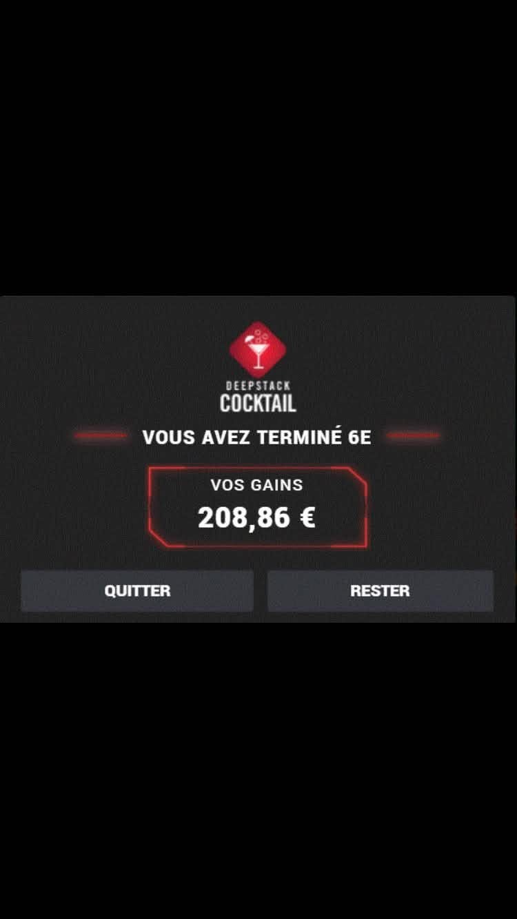 6e Deepstack Cocktail, 208,86 €