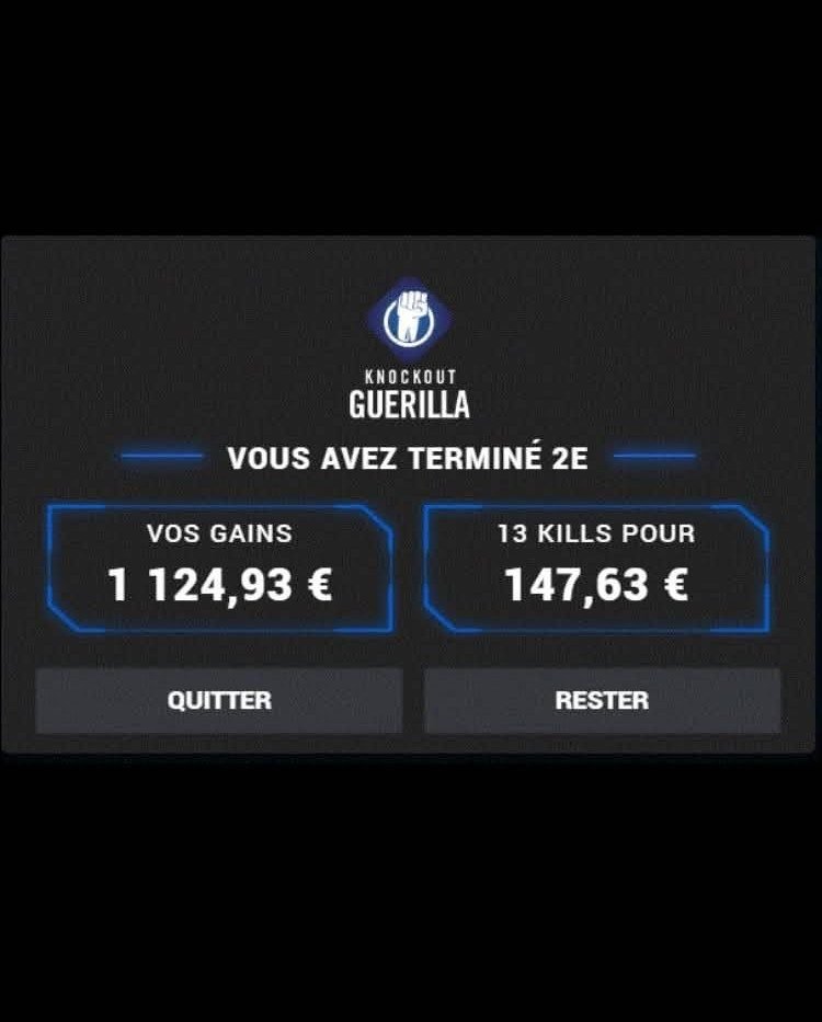 2e Knockout Guerilla, 1 124,93 €