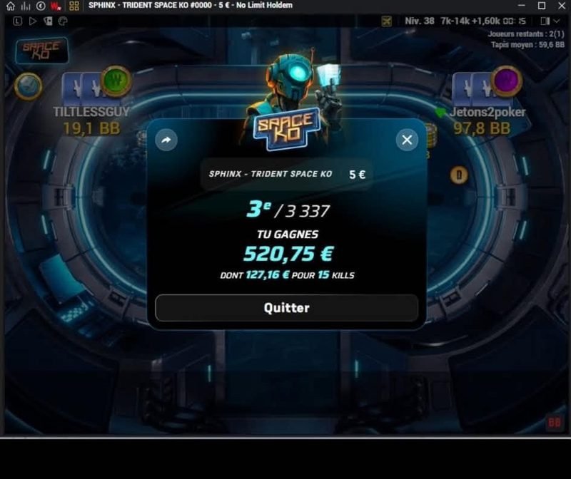 3e Trident Space KO sur 3 337, 520,75 €