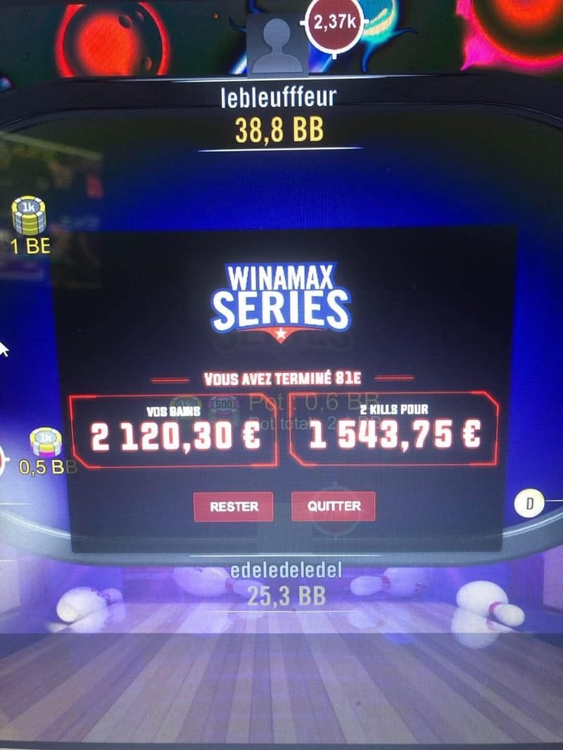 81e Winamax Series, 2 120,30 € + kills